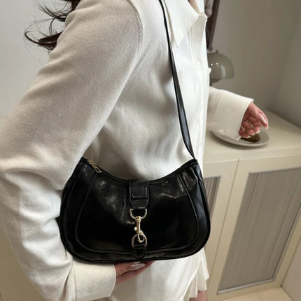 Elegante Borsa a Tracolla da Donna - Borsetta Quadrata Retrò con Chiusura a Zip, in Resistente Materiale PU