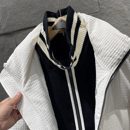 Winter Men Thick Warm White Duck Down Jacket Fashion Stand Collar Spliced Windproof Overcoat Loose Fit Casual Outside Down Coat