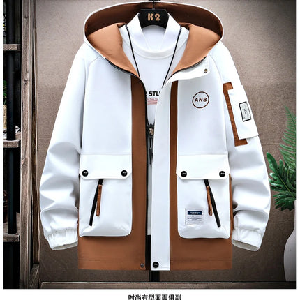 Windbreaker Regular Zipper Jacket 2023 Spring Men's Hooded Trend Printed Jacket Hip Hop Top Men's Low Price