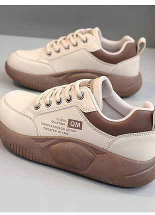 New Women's Shoes 2024 Spring Thick Sole Elevated Shoes Sports Shoes Women's Shoes Student Street Casual Board Shoes PlatiNum