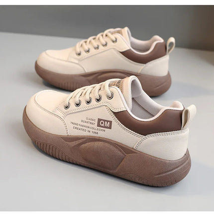 New Women's Shoes 2024 Spring Thick Sole Elevated Shoes Sports Shoes Women's Shoes Student Street Casual Board Shoes PlatiNum