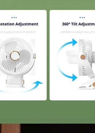 Ventilatore Portatile con Clip e Luci LED, 3 Velocità Regolabili, Silenzioso, da Scrivania, per Casa, Camera da Letto e Campeggio