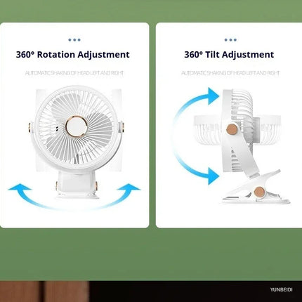 Ventilatore Portatile con Clip e Luci LED, 3 Velocità Regolabili, Silenzioso, da Scrivania, per Casa, Camera da Letto e Campeggio