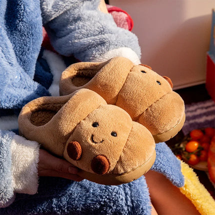 Plush Cotton Slippers Women Winter Indoor Home Shoes Anti-slip Thick Warm Cotton Shoes Cartoon Slippers Soft Comfortable Slipper