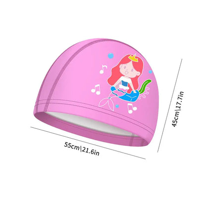 Cuffia da nuoto per bambini in tessuto PU cuffia da nuoto con turbante elastico per ragazzi e ragazze, comodi cappelli da bagno per piscina estensibili