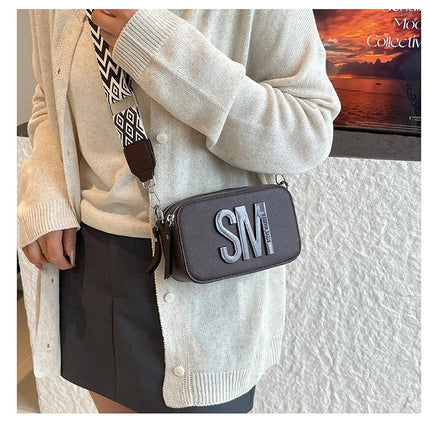 Cross-Border Style Camera Bag Fashionable Retro Women's Shoulder Slant Bag Small Square Bag Street Trend PU Material PlatiNum