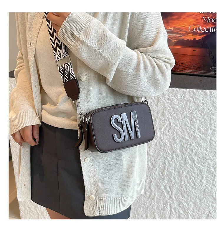 Cross-Border Style Camera Bag Fashionable Retro Women's Shoulder Slant Bag Small Square Bag Street Trend PU Material PlatiNum
