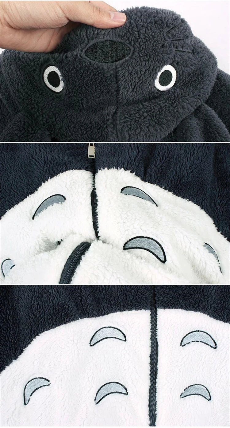Anime Cartoon Cute Cosplay Kawaii Hooded Sweatshirt With Ears Harajuku Coral Fleece Sweatshirt Couple Sports Warm Hoodie