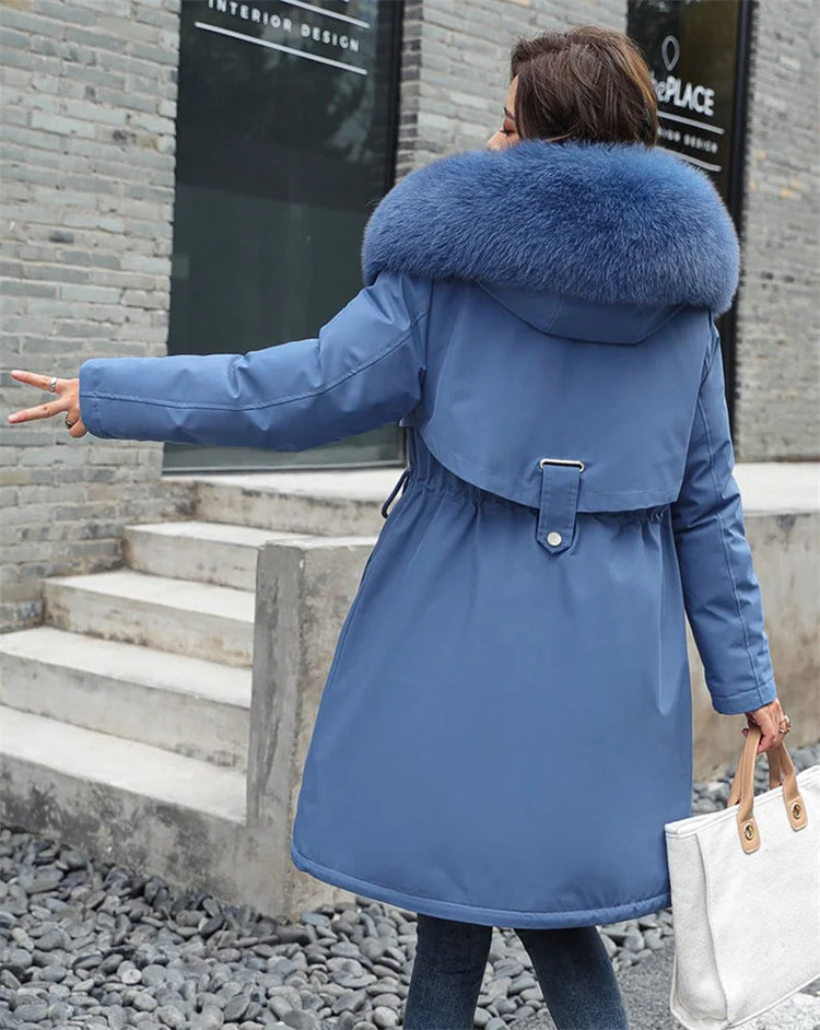 Winter Jacket 2026 New Women Parka Clothes Long Coat Wool Liner Hooded Jacket Fur Collar Thick Warm Snow Wear Padded Parka 6XL