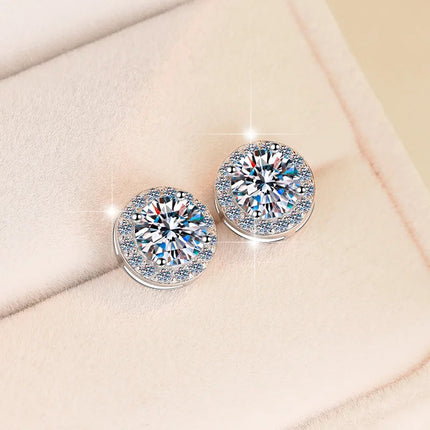 New 925 Sterling Silver 2ct Moissanite Earrings for Women Exquisite Student Girlfriend Wedding Engagement Jewelry Fashion Gift PlatiNum
