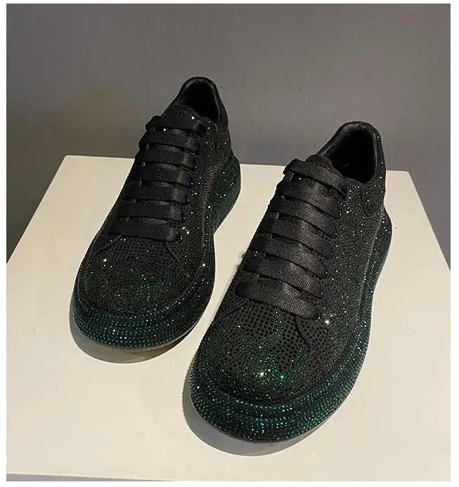 New Luxury Charming Men Showy Rhinestone Casual High Top Shoes Flats Male Designer Prom Sneakers Loafers Shoes Zapatos Hombre