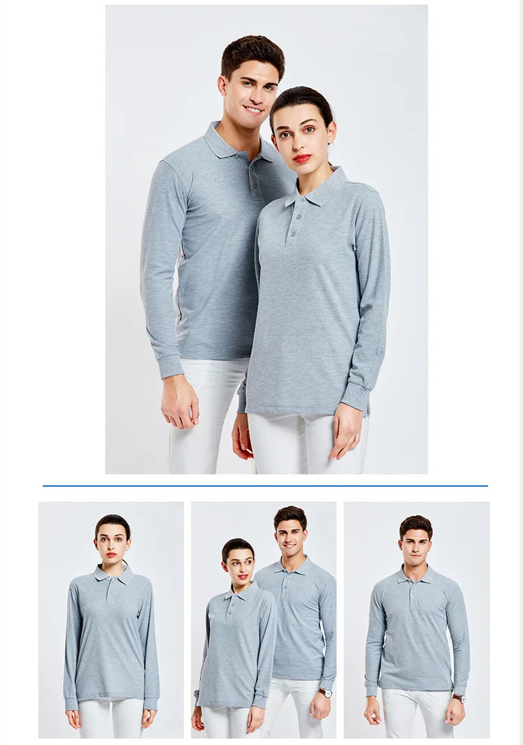 Polo a maniche lunghe in cotone traspirante Personal Company Group Design Logo personalizzato stampa ricamo Casual uomo e donna top
