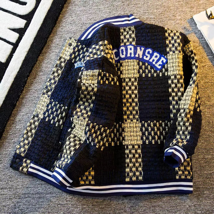 Autumn Winter New Men's Cardigan Single-Breasted Fashion Knit Sweater Stitching Colorblock O Collar Coats Swearter Jackets