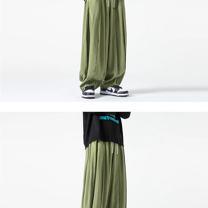 Pantaloni a Gamba Dritta da Uomo, Casual e alla Moda, con Vita Alta Elasticizzata, Stile Harajuku, Larghi, Streetwear, Taglie Fino a 5XL
