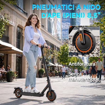 TODIMART N3 Monopattino Elettrico Pieghevole Motore Senza Spazzole 350W Batteria 36V7,8Ah Pneumatico Nido d'Ape Velocità 25km/h Carico Massimo 120kg Adulti