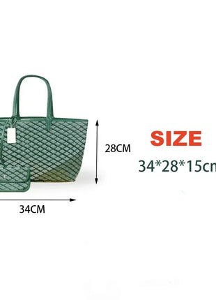 Borsa tote da donna in vera pelle da 34 cm, borsa alla moda, set da 2 pezzi con mini portafoglio in pelle abbinato per lo shopping quotidiano