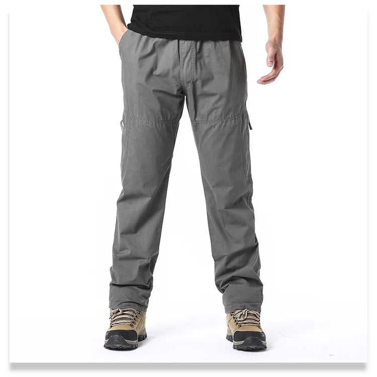 High Quality Men's Cotton Cargo Pants Casual Multiple Pocket Tacitcal Pants Spring Autumn Outdoor Camping Hiking Work Pants