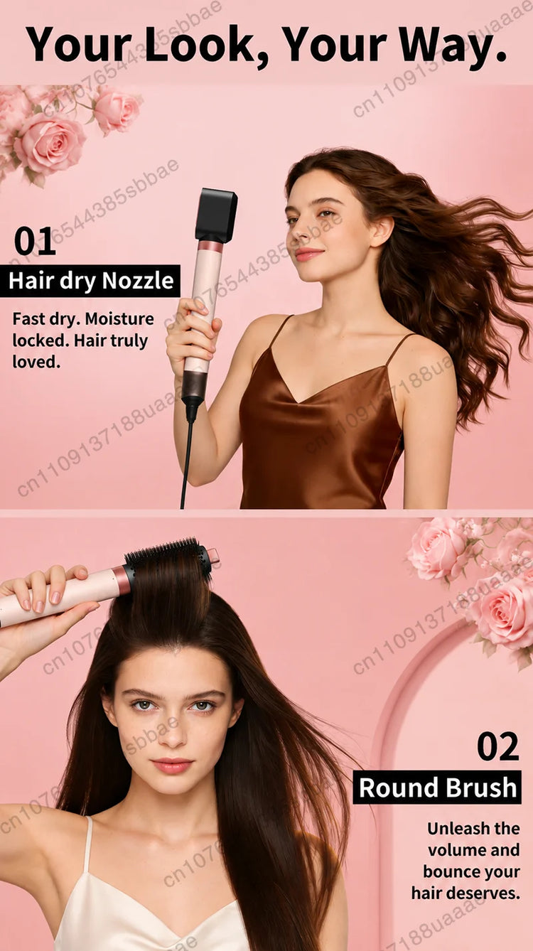 6-in-1 multifunction hair dryer, 110,000 RPM high-speed hair care ionic hair dryer quick drying, automatic curling styling tool