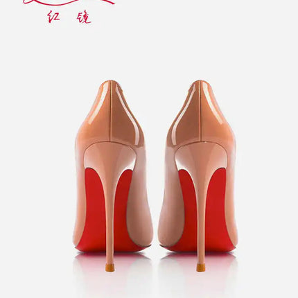 Tacchi da donna Colore nudo Tacco alto elegante da donna Scarpe nere di lusso donna 2025 Fondo rosso lucido Punta a punta Party Ladies Women platinumshop