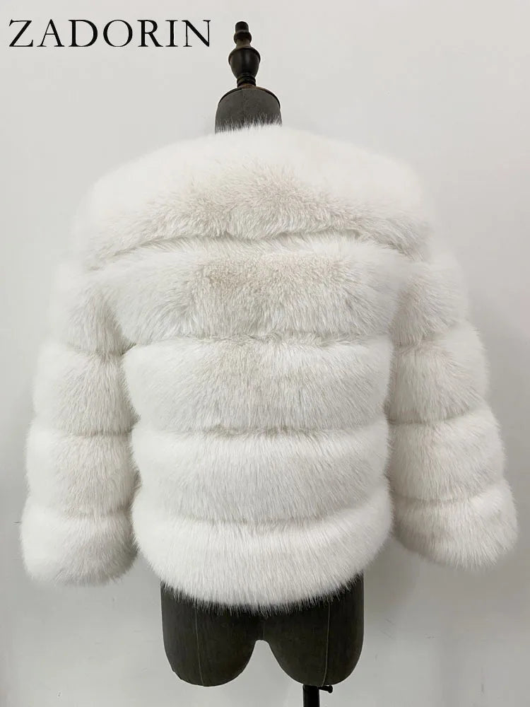 ZADORIN Children Faux Fox Fur Coat Winter Fashion Long Sleeve Warm Kids Fur Coats Outerwears Fake Fur Jacket Children Clothes