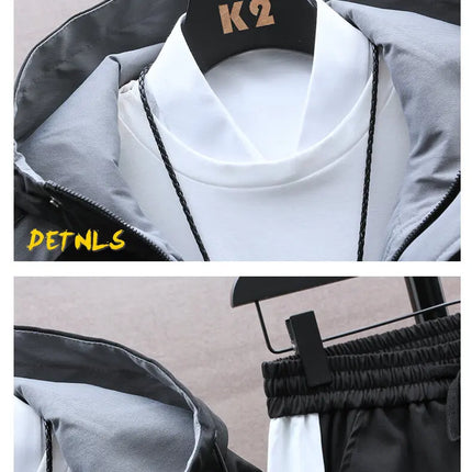 Casual Hooded Jackets And Pants Tracksuit Men's Clothing Sets 2026 Spring Autumn Youth Outdoor Sportswear 2 Pieces Coats Top Set