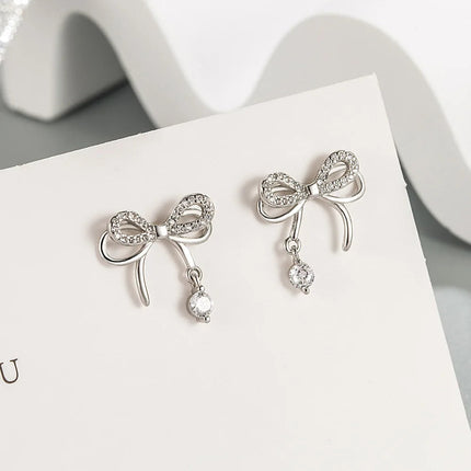 3 pezzi 925 Sterling Silver Crystal Bownot collana bracciale orecchini Set di gioielli per le donne uomo matrimonio fidanzamento gioielli per feste platinumshop
