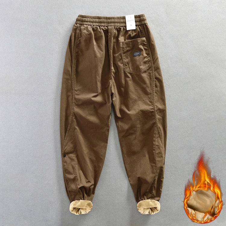 Winter New Thickened 100% Cotton Cargo Velvet Men's Winter Pants Comfortable Soft Keep Warm Retro Street Trousers  AZ640