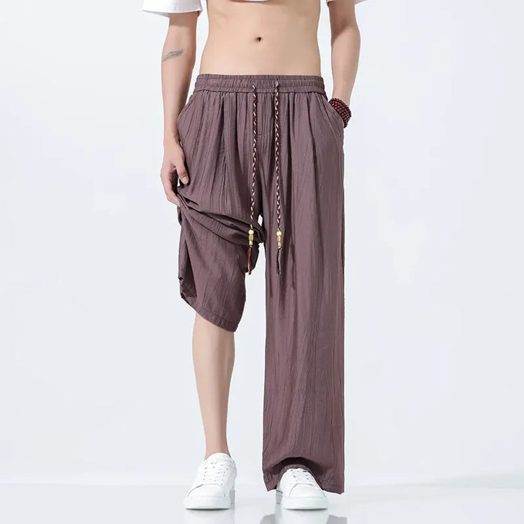 Pantaloni da Uomo a Gamba Dritta Estivi in Seta Ghiacciata, Pantaloni a Gamba Larga Freschi, Nuovi Arrivi di Tendenza, Traspiranti, Stile Cinese, Casual
