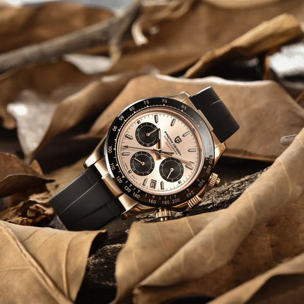 PAGANI DESIGN Nuovo Orologio da Polso al Quarzo da Uomo con Quadrante in Meteorite, Vetro Zaffiro, Cronografo, Impermeabile 100m, in Acciaio Inossidabile