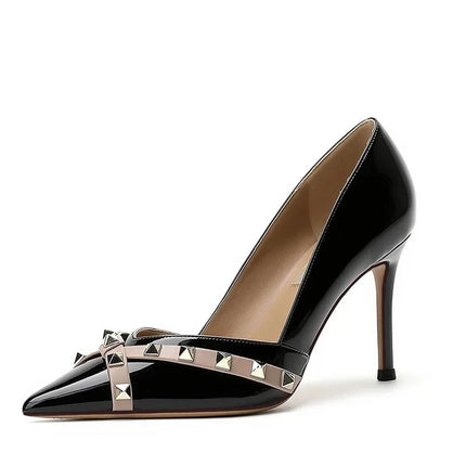 Nuovo 2025 Nail Head Tacchi alti Colore nudo Scarpe da lavoro professionali Donna Scarpe singole sexy Occasioni casual Materiale in micro fibra platinumshop