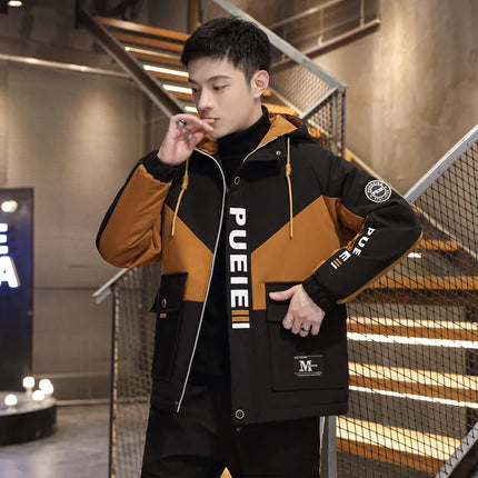 Fashion Casual Spring Autumn Hooded Jackets Youth Streetwear Loose Cargo Coat Outdoor Sports Zipper Windbreaker Top