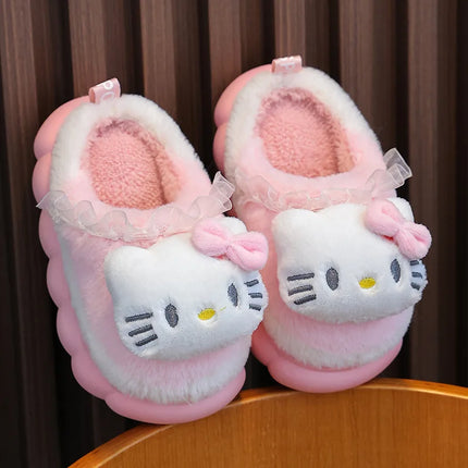 Winter Family Plush Slippers, Parent-Child Match Cartoon Indoor Home Shoes, Cozy Cotton-Lined Non-Slip Slides for All Ages
