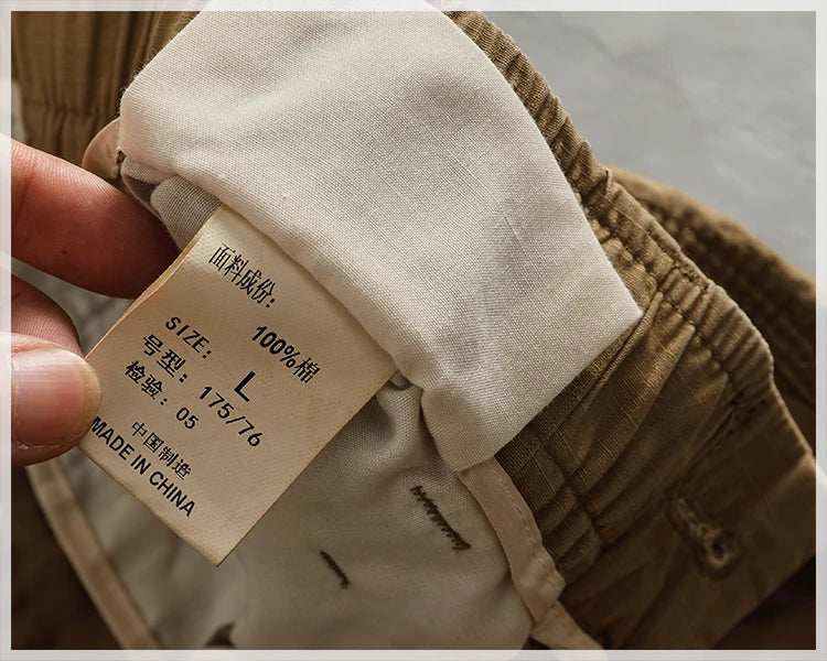 Men's corset casual pants loose 3D vertical cut retro military style outdoor scratch resistant multi-pocket cargo pants