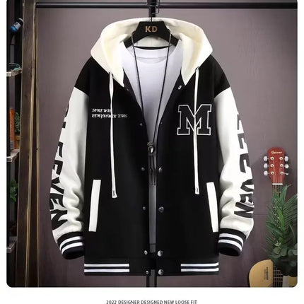 S-6XL Men's Hooded Pockets Cargo Jacket Men's Clothing Spring Autumn Japanese Fashion Loose Male Coat Hooded Baseball Jersey New