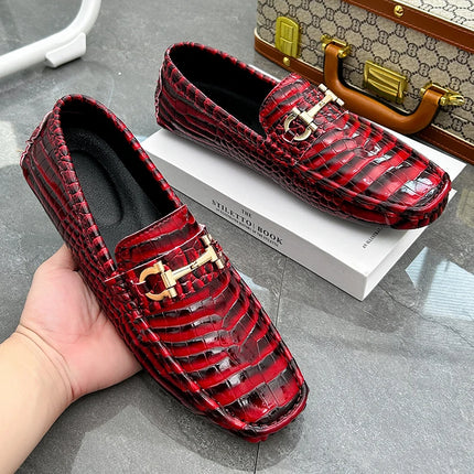 Scarpe Casual da uomo in pelle verniciata di alta qualità scarpe da guida di marca mocassini con motivo a coccodrillo maschile per scarpe basse mocassino da uomo