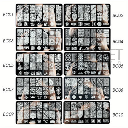 5 Sheets Lace Flowers Nail Stamping Plates Mandala Geometric Nail Art Stamp Templates Polish Printing Stencils Manicure Tools