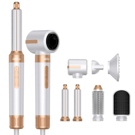 7‑In‑1 Multi‑Functional Hot Air Hair Styling Set,626-1- Curling Wand, Hair Dryer, Straightening Comb, Round Brush, Interchangeable Heads Household Salon Hair Care Styling Instrument