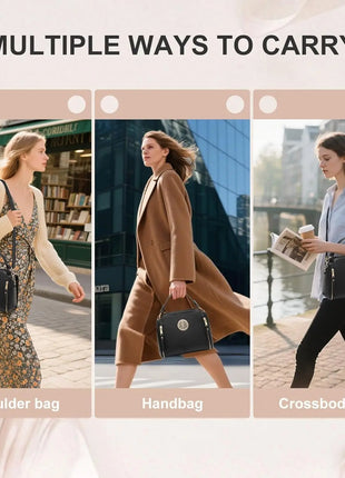 Borsa da donna multifunzionale elegante Kono realizzata in pelle PU, tracolla regolabile, scomparti multipli, può essere utilizzata come borsa a mano e borsa a tracolla