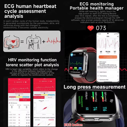 2026 Nuovo aggiornamento AI diagnostico Airbag pressione sanguigna precisa salute SmartWatch acido urico ECG lipidi nel sangue Smartwatch uomo donna platinumshop