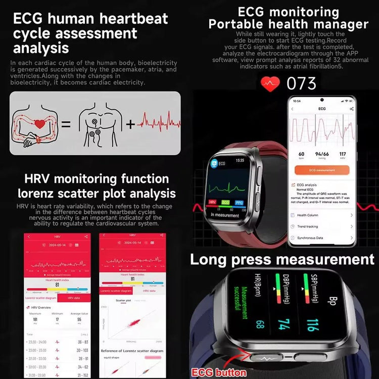2026 Nuovo aggiornamento AI diagnostico Airbag pressione sanguigna precisa salute SmartWatch acido urico ECG lipidi nel sangue Smartwatch uomo donna platinumshop