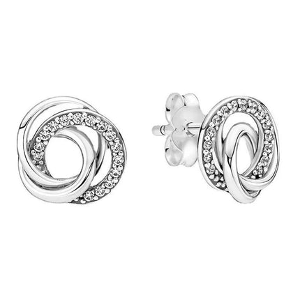 2025 Orecchini a cerchio in cristallo per le donne Orecchini gioielli Farfalla rosa Bule Moon Star Orecchini originali in argento sterling 925 platinumshop
