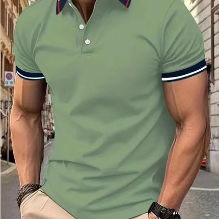 Men's short sleeve top daily casual short sleeve T-shirt with lapel casual short sleeve men's casual T-shirt
