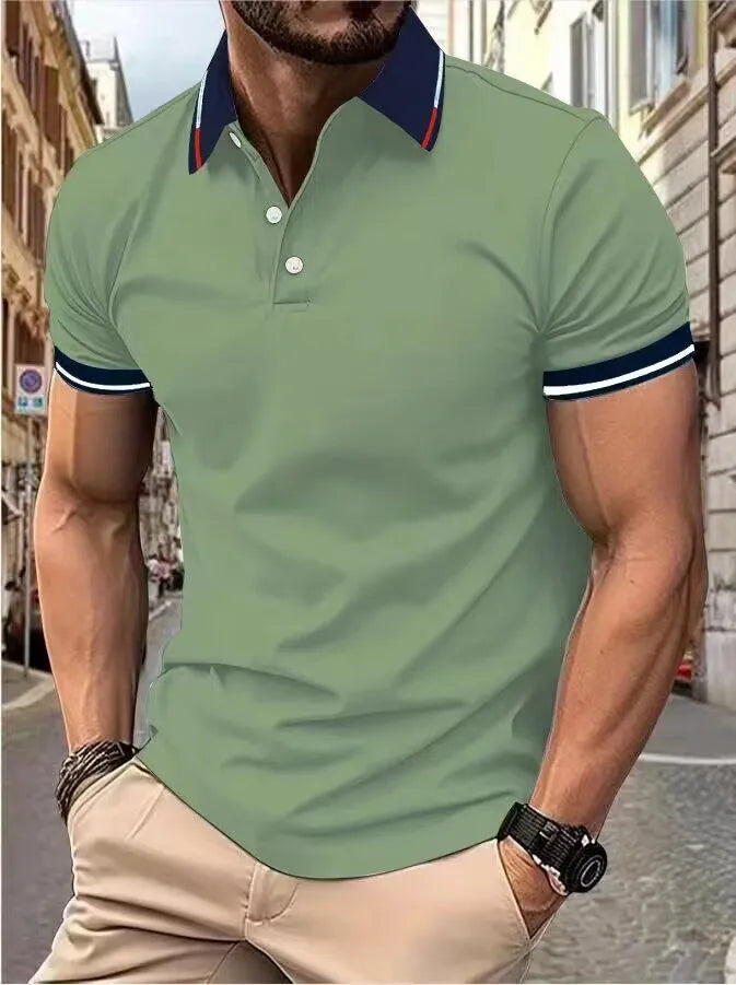 Top a maniche corte da uomo T-shirt casual quotidiana a maniche corte con risvolto casual a maniche corte T-shirt casual da uomo