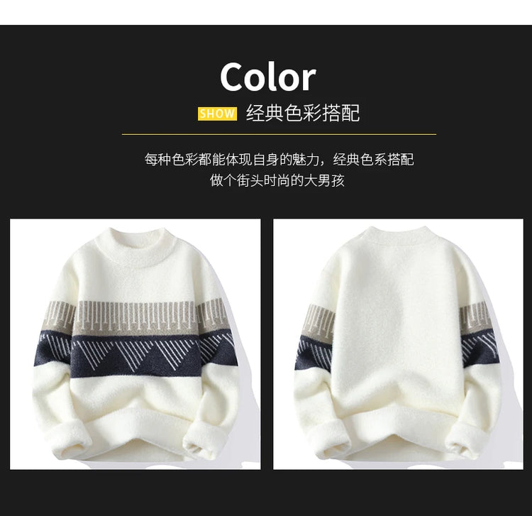 Fall Mens Christmas Cashmere Sweater O Neck Men Tops Quality Male Pullover Sweaters Thick Warm Pull Homme 2023