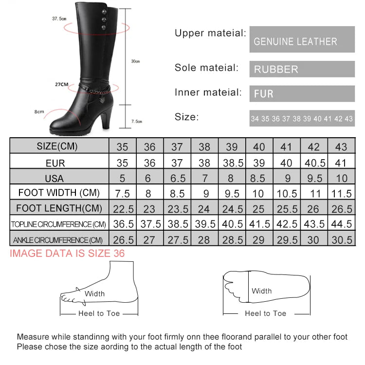 AIYUQI Female Winter Shoes Woman Boots High-Heeled Genuine Leather Motorcycle Boots Thick Wool Warm Winter Boots Riding Boot