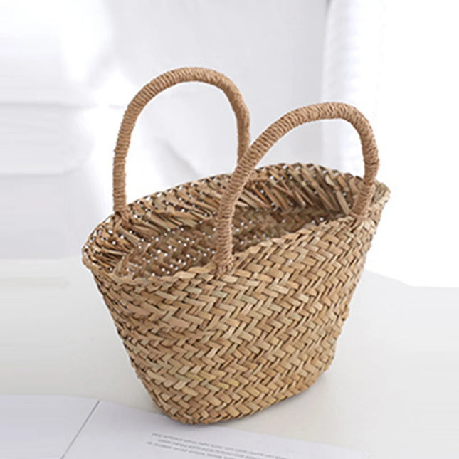 Handmade Woven Rattan Bag Mini Bohemian Basket Bags for Women Travel Straw Beach Bag Designer Woven Bags Bucket Bag