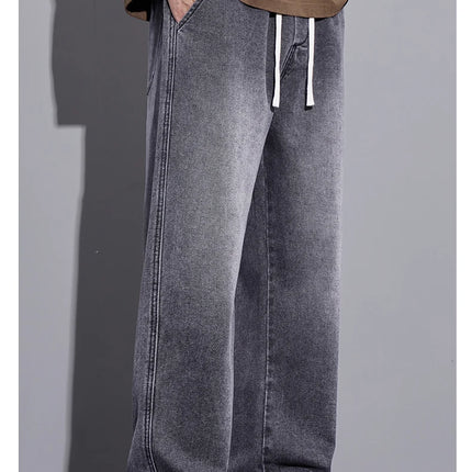 Abbigliamento da uomo Pantaloni a gamba larga Jeans larghi Streetwear Pantaloni in denim moda dritti Y2k Pantaloni da uomo in vita elastica lavati vintage
