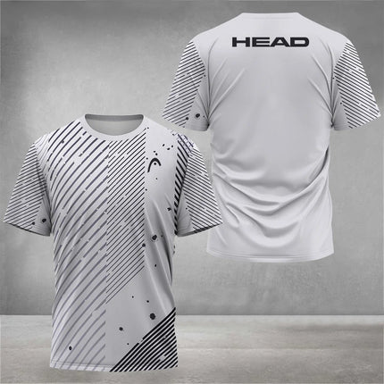 T-shirt respirante d'été pour hommes, T-shirt de badminton de tennis de table d'extérieur, col rond, manches courtes amples, nouveau haut d'escalade