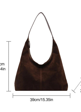 Women Suede Shoulder Bag with Zipper Hobo Bags Large Capacity Handbag Slouchy Bag Commuter Travel Bag Purses and Handbags PlatiNum