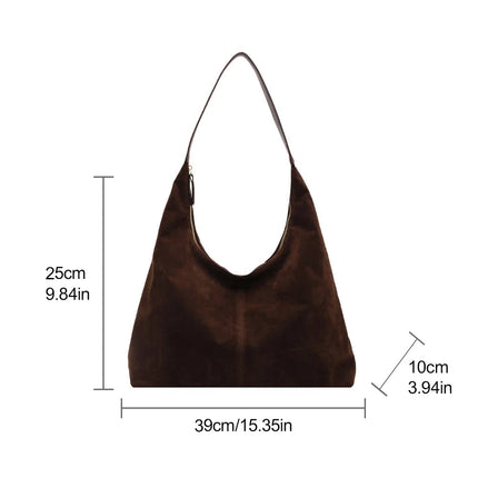 Women Suede Shoulder Bag with Zipper Hobo Bags Large Capacity Handbag Slouchy Bag Commuter Travel Bag Purses and Handbags PlatiNum